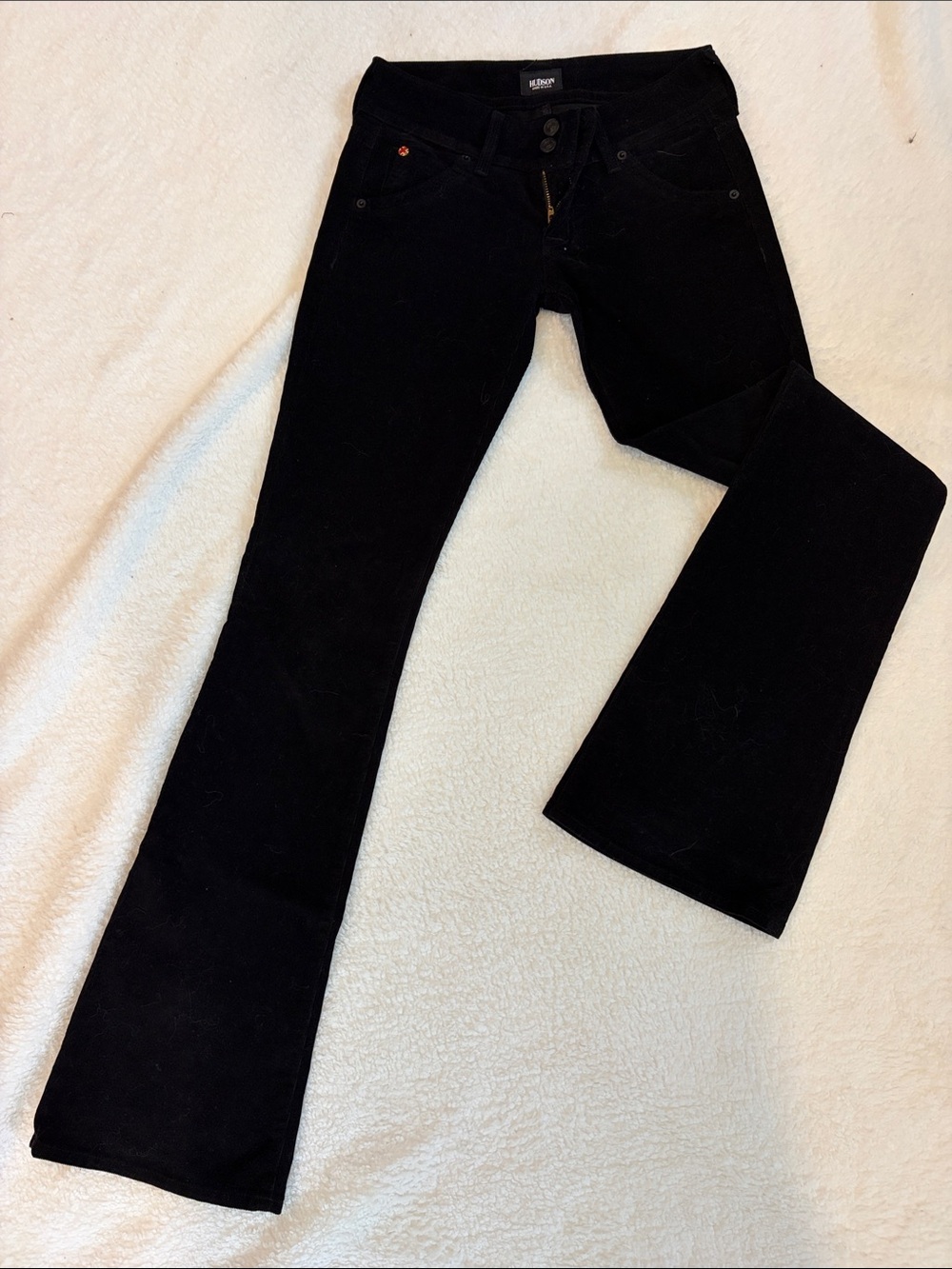 Hudson Jeans Black Flared Wide-Leg Corduroy